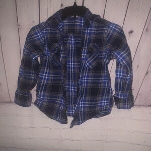 Faded Glory Navy and White Plaid Kids Shirt